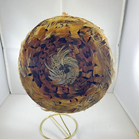 Ladies Vintage 1950s Pillbox Style Pheasant Feather Hat, Fashioned by Claire - Picture 2 of 8